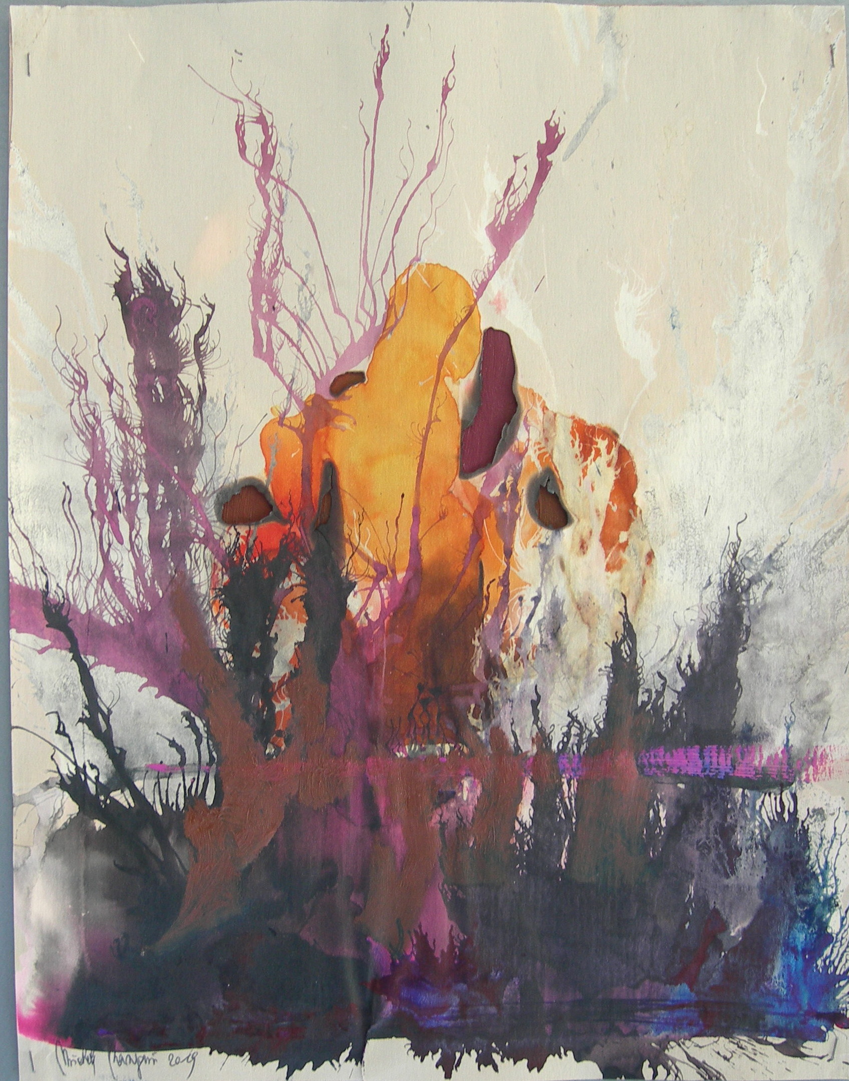 3)Senza titolo, cm.32x25, tecn. m. su carta, 2019