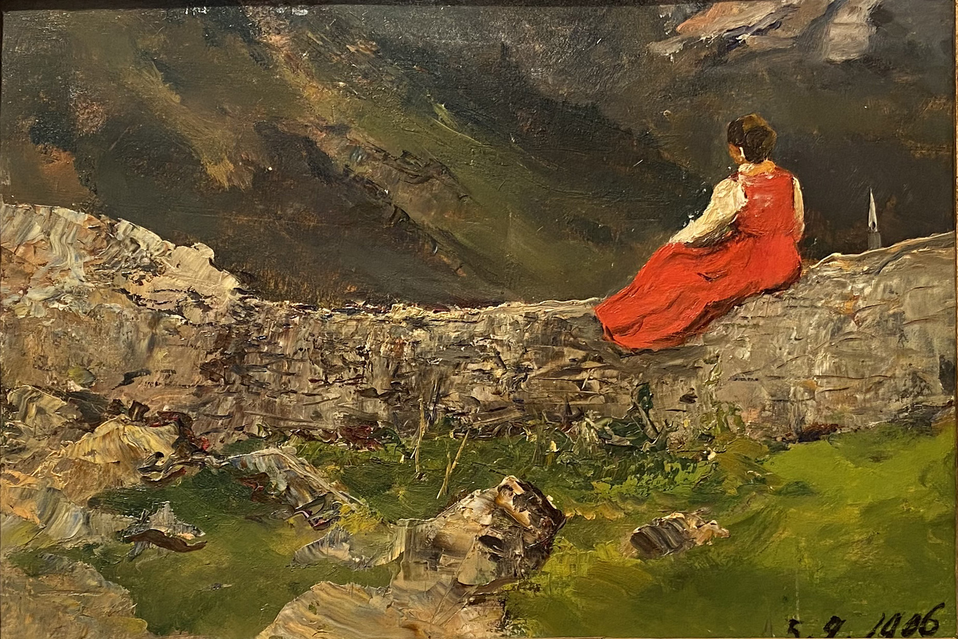 Giuseppe Augusto Levis, La veste rossa, 1906_olio su tavola_inv. 319_©ARTECO _ Pinacoteca Levis Chiomonte