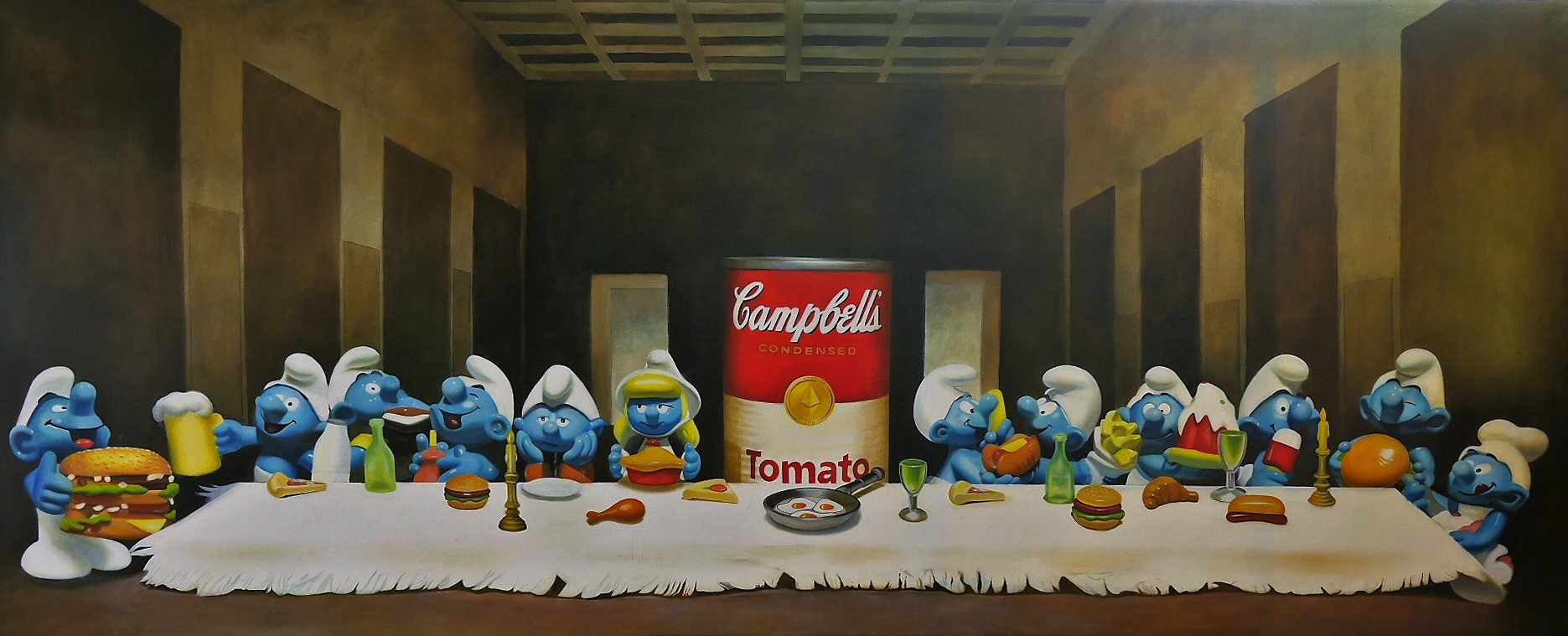 Ilaria Rezzi, The Last Soup, 2021 _ Olio su tela _ cm100x250 (2021)