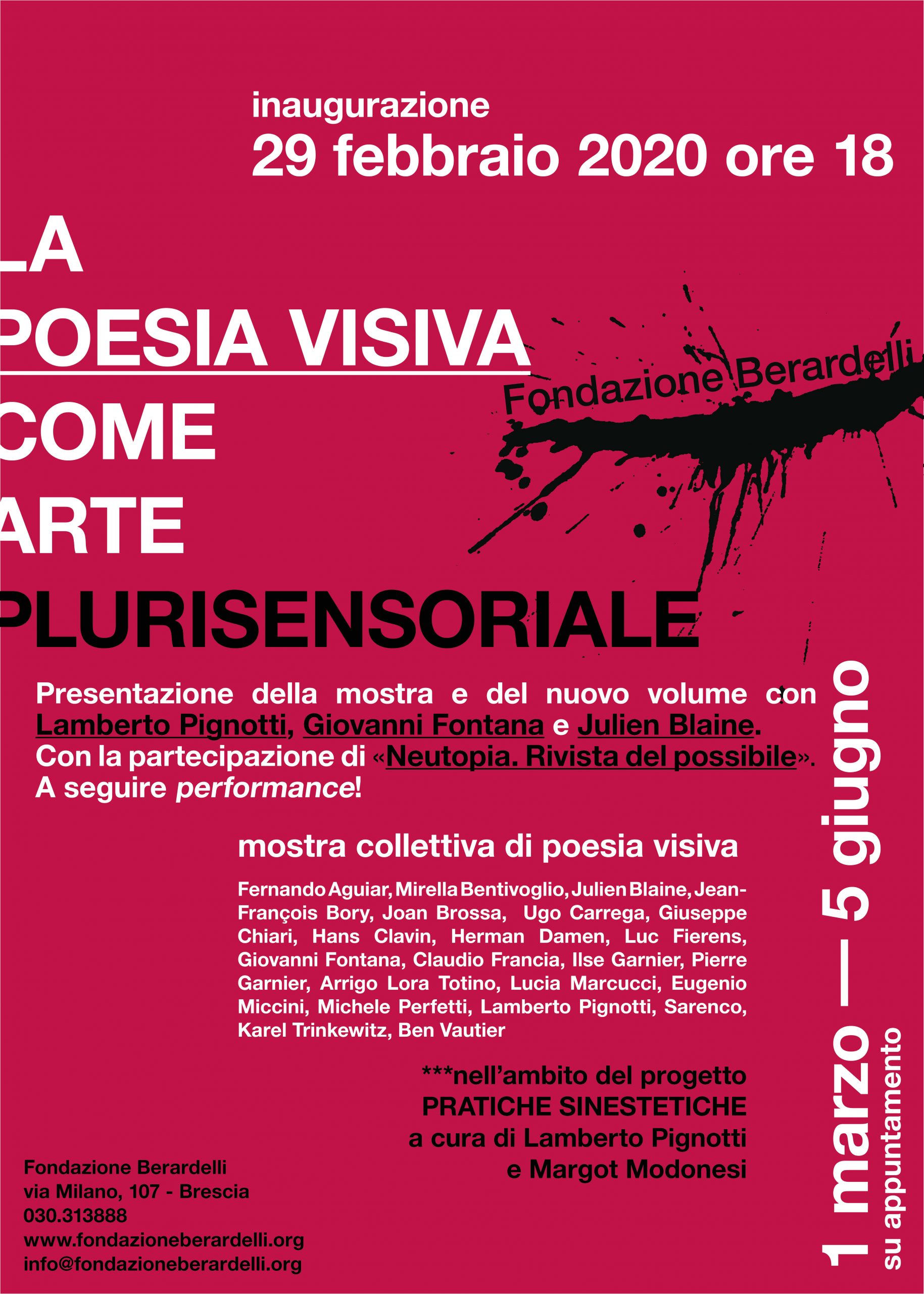 LOCANDINA MOSTRA LA POESIA VISIVA COME ART PLURISENSORIALE