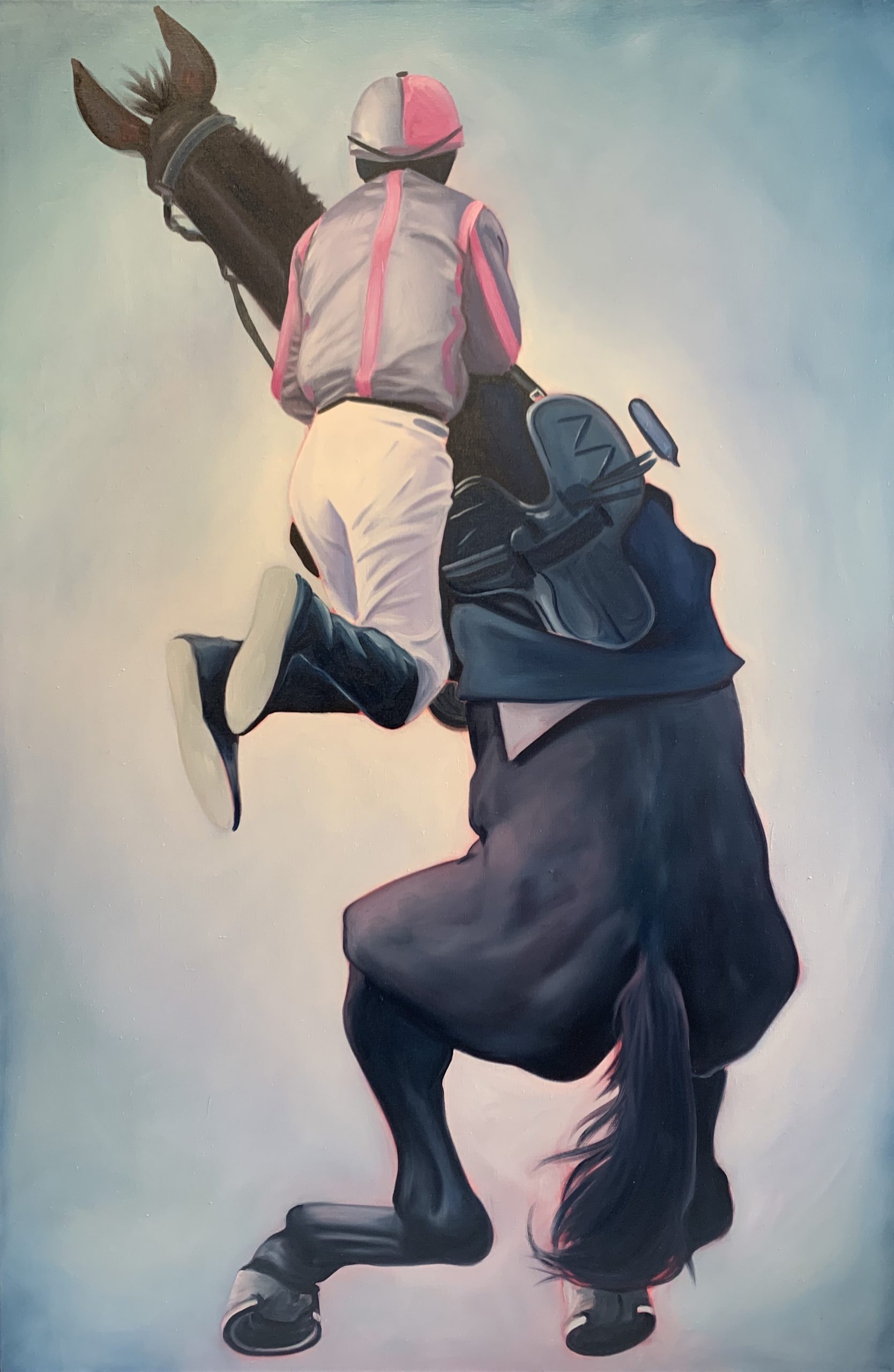 Lydia Blakeley,Photo Finish, oil on lien, 150x100cm