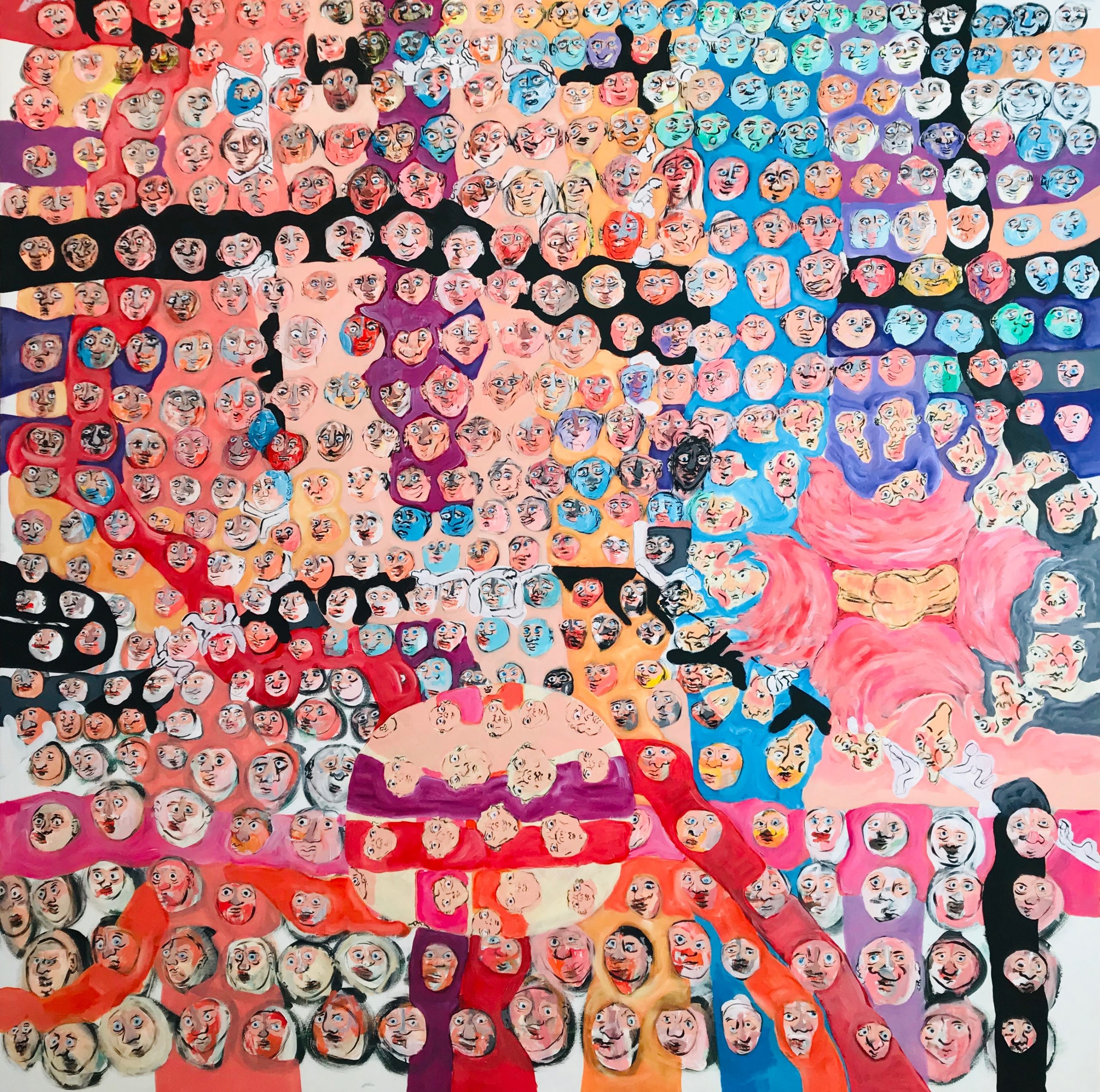 The pluriverse - (deep law read verse), acrylics on canvas, 200x200 cm