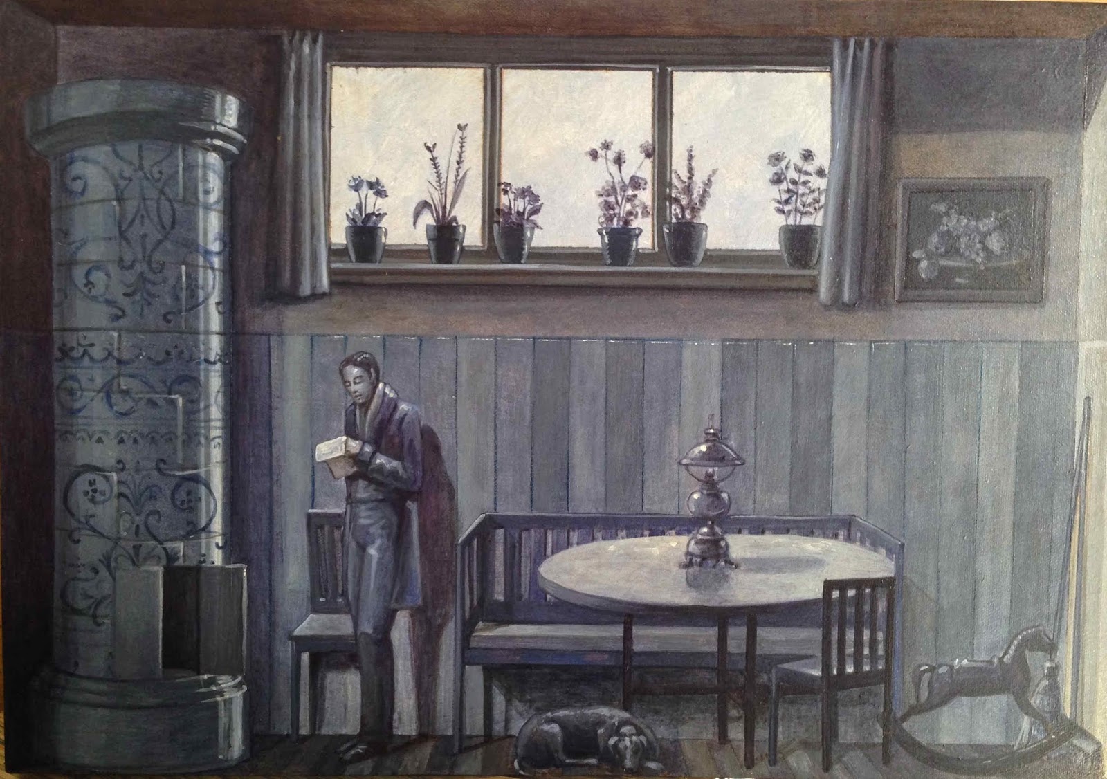 Vanni Cuoghi, Monolocale 29, (la lettera di mezzanotte ), 2015, acrilico e olio su tela, cm 21x30