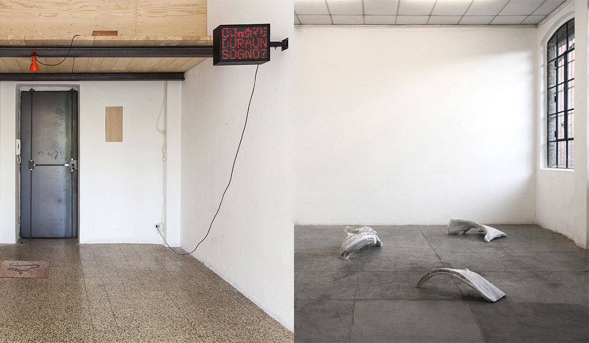 da sX_ Mattia Ferretti, “Quanto dura un sogno”, 2014-2018, scrittura automatica, display led, libro d'artista, stampa lenticolare. Veduta parziale dell’installazione