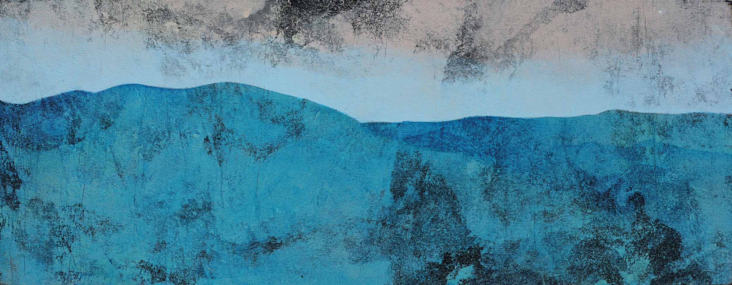 greenland - tecnica mista su tessuto incollato su legno - 19,5x50cm - 2019